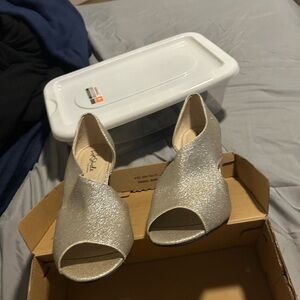 Elegant Silver Peep-Toe Women's Shoes